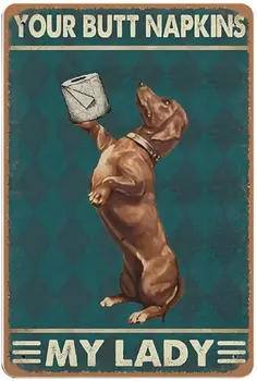 אנכי פח סימן שירותים התחת שלך מפיות פח סימן תחש הדפסה כלבים מתנה סימנים הביתה אמנות רטרו חדר 8x12inches