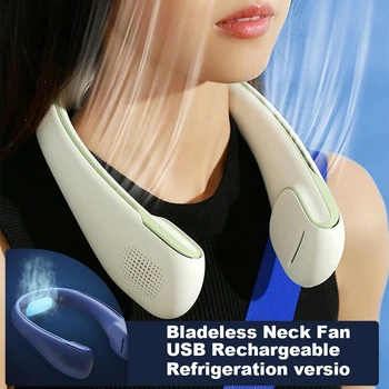 2023 נייד USB הצוואר אוהד קרח מרגיש חשמלי תלוי אוהדים מזגן 3600mAh נטענת אוהד ספורט קיץ חיצונית