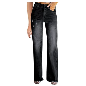 אלסטיות גבוהה המותניים ג 'ינס אישה כיס ג' ינס המכנסיים סלים כפתור נשים מכנסיים גודל גדול שליטה חותלות כחול שחור אדידס