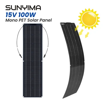 SUNYMA 2PCS 50W פאנל סולארי 100W ערכה מלאה 12V יעילות גבוהה מונו נייד גמיש פאנלים סולאריים עם בקר טעינה PV