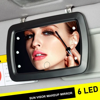 אור LED מגן השמש מראה הפנים המכונית Reaw להציג נייד Cosmatic איפור איפור מראות קליפ על אביזרים לפיד קיט